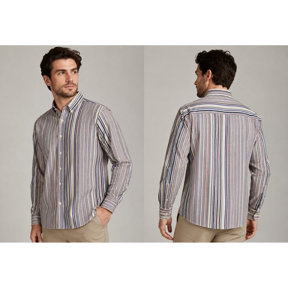 Greg Norman Men's‎ XL Multicolor Striped Button Front Long Sleeve Shirt